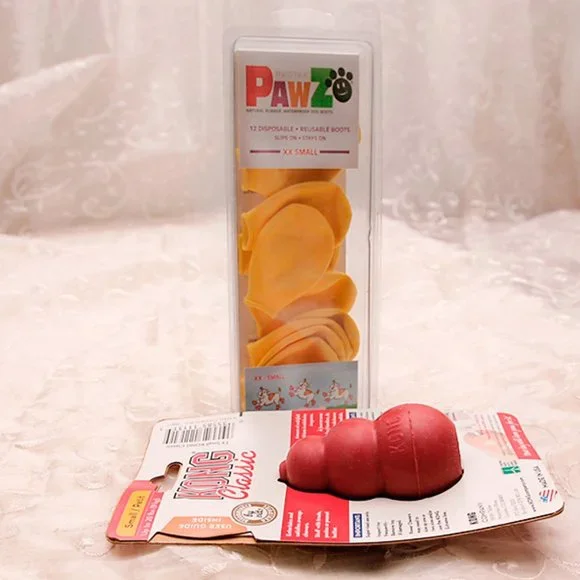 Dog Toy, Slip on Shoes Boots, Rain XX Small Plus Kong Treat Toy Small - Picture 3 of 3